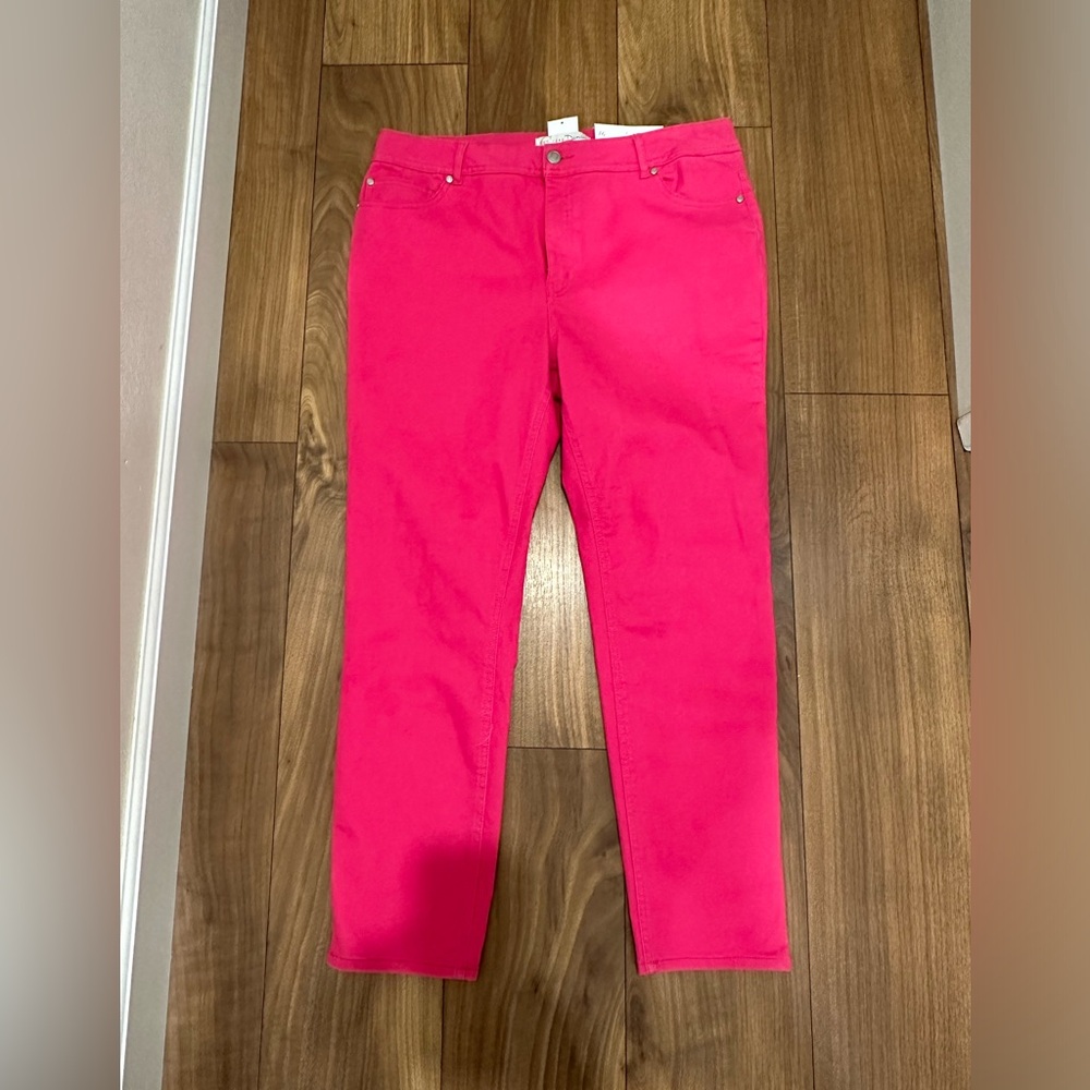 Hot pink skinny pants—size 16
